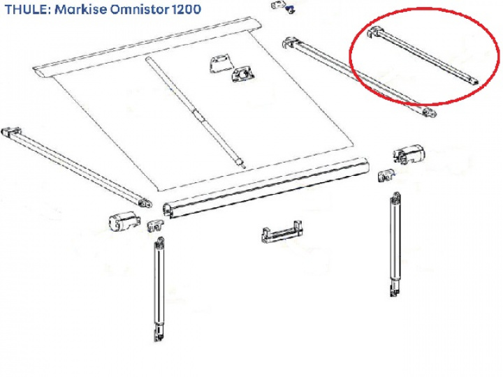 Förlängare höger spännarm Omnistor 1200. 2.30-3.25M i gruppen Markise & Telt / Markiser / Reservedeler markiser / Reservedeler Thule / Omnistor / Omnistor 1200 hos Camping 4U (9923316)