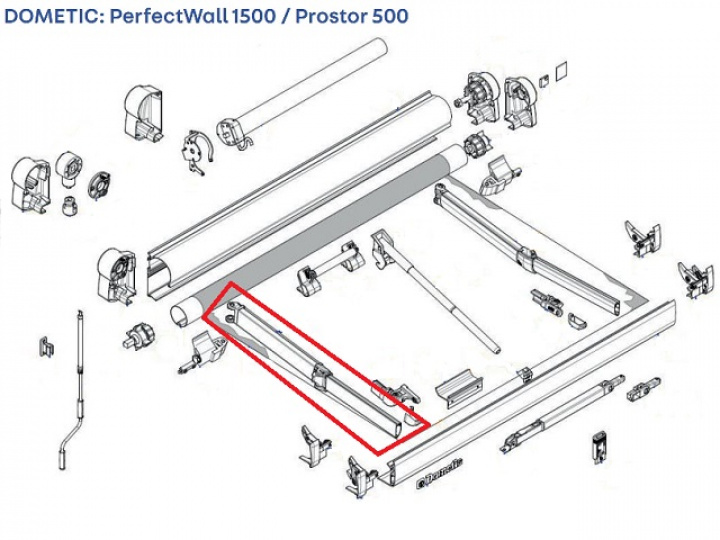 Overligger/arm venstre Prostor 250 cm 4 kabler i gruppen Markise & Telt / Markiser / Reservedeler markiser / Andre reservedeler hos Camping 4U (9923444)