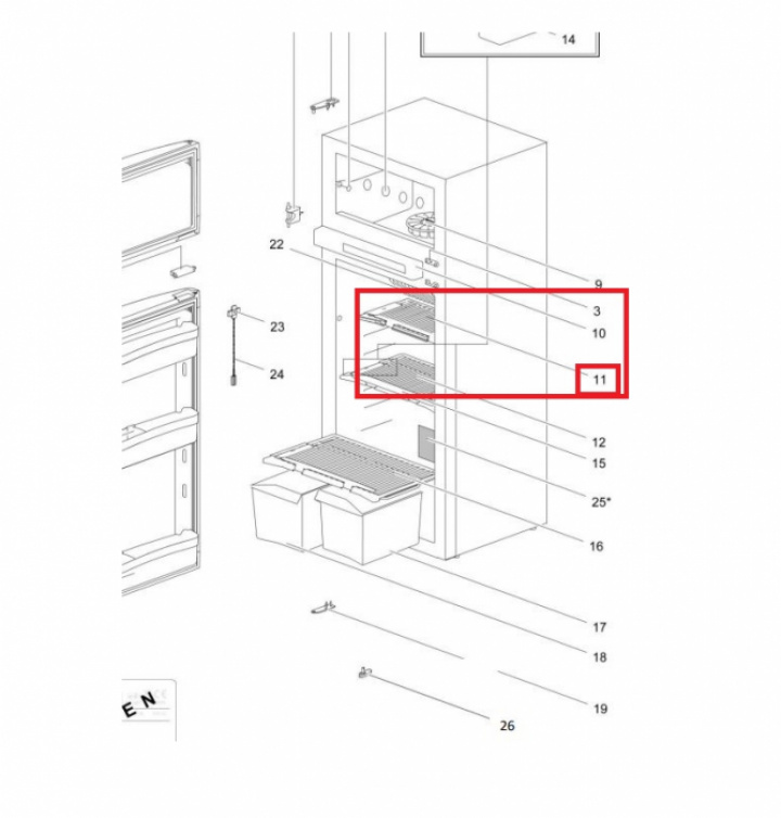Hyllebrett 415x150 Thetford i gruppen Bobil & Caravan / Kjøleskap / Reservedeler Thetford / hos Camping 4U (9935543)