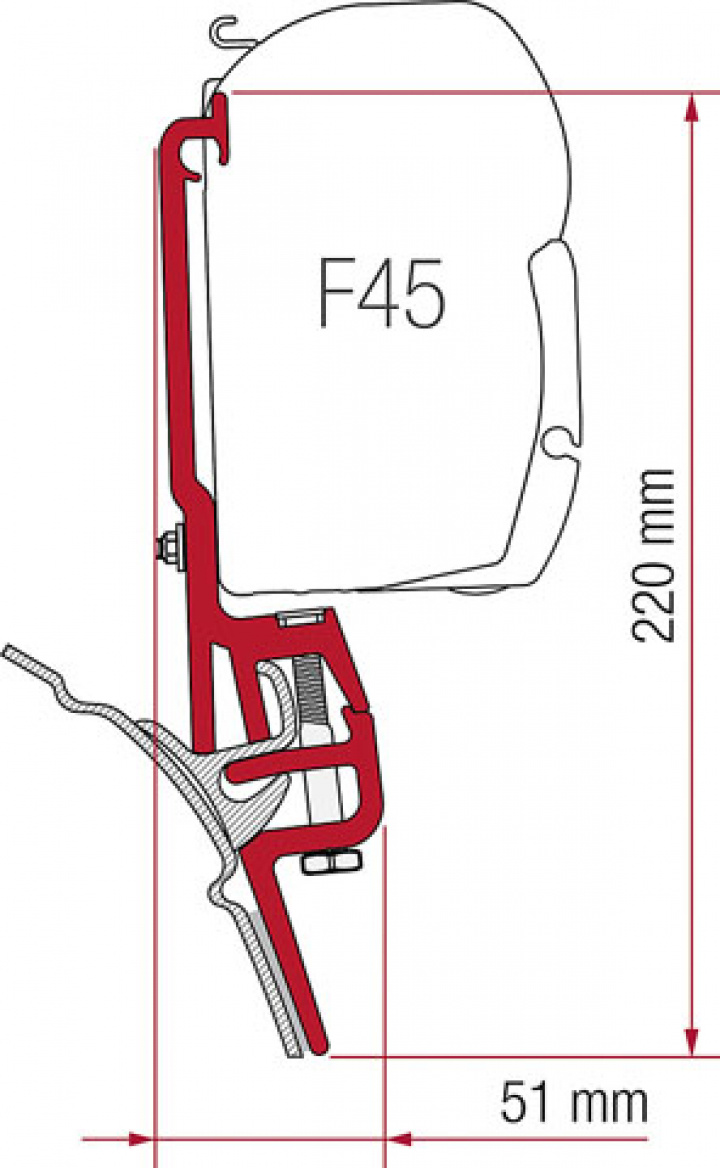Adapter Fiamma Kit Brandrup VW T4 til F35/F45 2 beslag