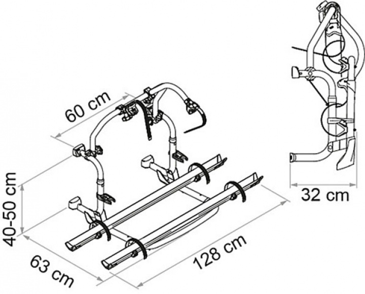 Cykelhållare Fiamma Carry Bike Pro C SLB 2 cyklar, lastvikt 60 kg i gruppen Chassis / Sykkelstativ / For Veggmontering / Veggmontert Fiamma hos Camping 4U (9940856)