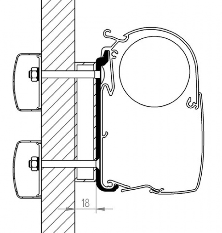 Distansprofil alum. 18 mm till Dethleffs Globebus TO 5003 400 cm 4 de i gruppen Markise & Telt / Markiser / Markiseadaptere / Omnistor adaptere hos Camping 4U (9942744)