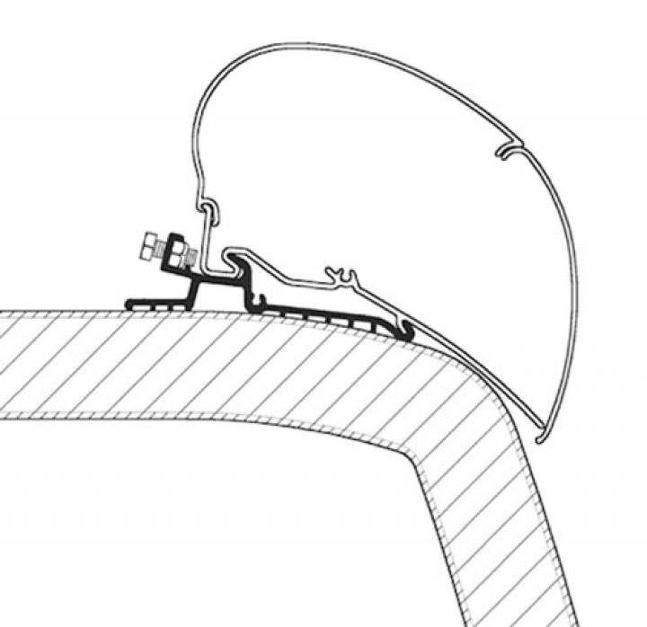 Adapter Thule Hymer SX Serie 6 3,50 m för takmontering i gruppen Markise & Telt / Markiser / Markiseadaptere / Omnistor adaptere hos Camping 4U (9942747)