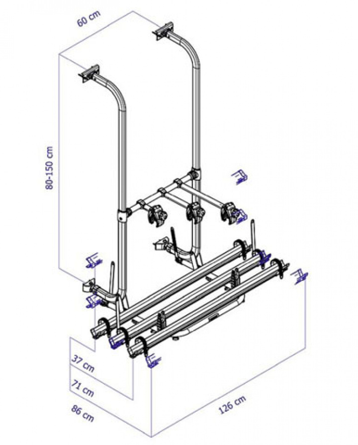 Sykkelstativ 3 sykler Thule Esse4 CD f. Carado, Sunlight, Dethleffs i gruppen Chassis / Sykkelstativ / For Veggmontering / Veggmontert Thule hos Camping 4U (9942778)