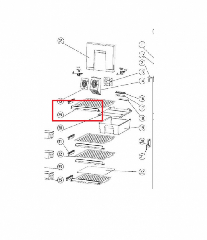 Frontlist til hyllerist T2000 Thetford i gruppen Bobil & Caravan / Kjøleskap / Reservedeler Thetford / Universaldeler Thetford hos Camping 4U (9946062)