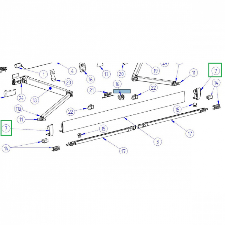 Endestykke rail hvit H+V Omnistor 4200 i gruppen Markise & Telt / Markiser / Reservedeler markiser / Reservedeler Thule / Omnistor / Omnistor 4200 hos Camping 4U (9946458)