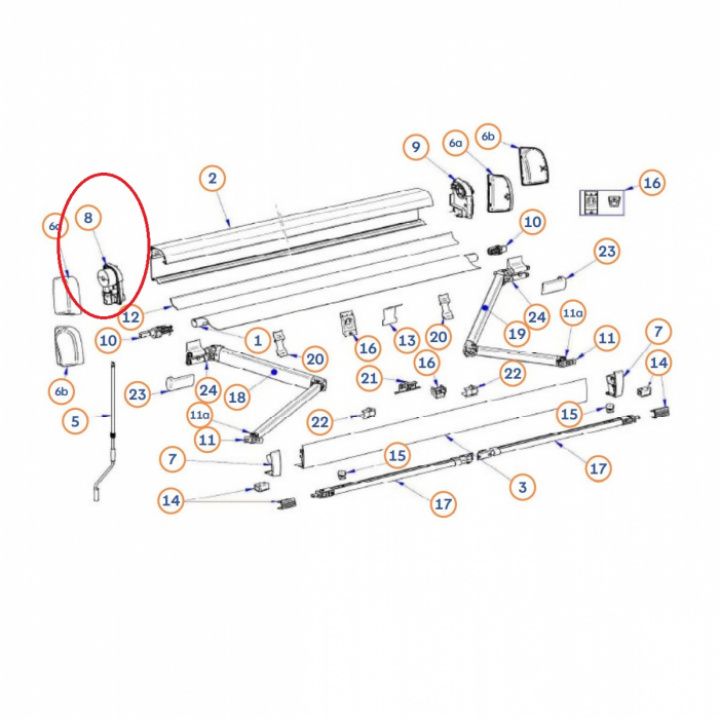 Endestykke hvit venstre Omnistor 4200 i gruppen Markise & Telt / Markiser / Reservedeler markiser / Reservedeler Thule / Omnistor / Omnistor 4200 hos Camping 4U (9947129)