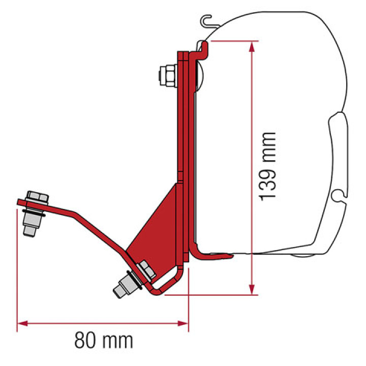 Adapterkit Fiamma 4 delar Fiat Ducato Hymercar till väggmarkis F45 i gruppen Markise & Telt / Markiser / Markiseadaptere / Fiamma adaptere hos Camping 4U (9954674)