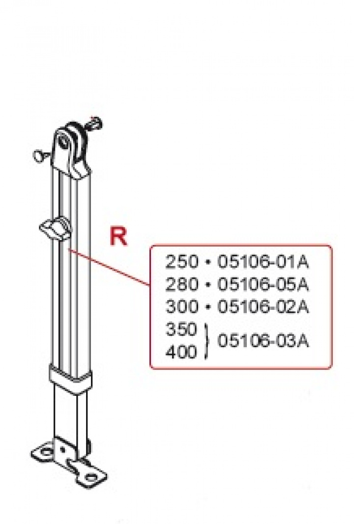 RIGHT SUPPORT LEG F45I-TI-PL/F1 250 i gruppen Markise & Telt / Markiser / Reservedeler markiser / Reservedeler Fiamma / Fiamma F45 i 250-400 hos Camping 4U (9956406)