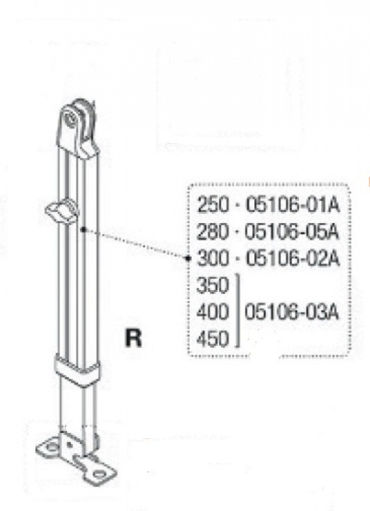 RIGHT SUPP.LEG F45I-TI/F1 350-450 i gruppen Markiser & Fortelt / Markiser / Reservedeler markiser / Reservedeler Fiamma / F45 Ti / F1 Titanium 250 - 450 hos Camping 4U (9956408)