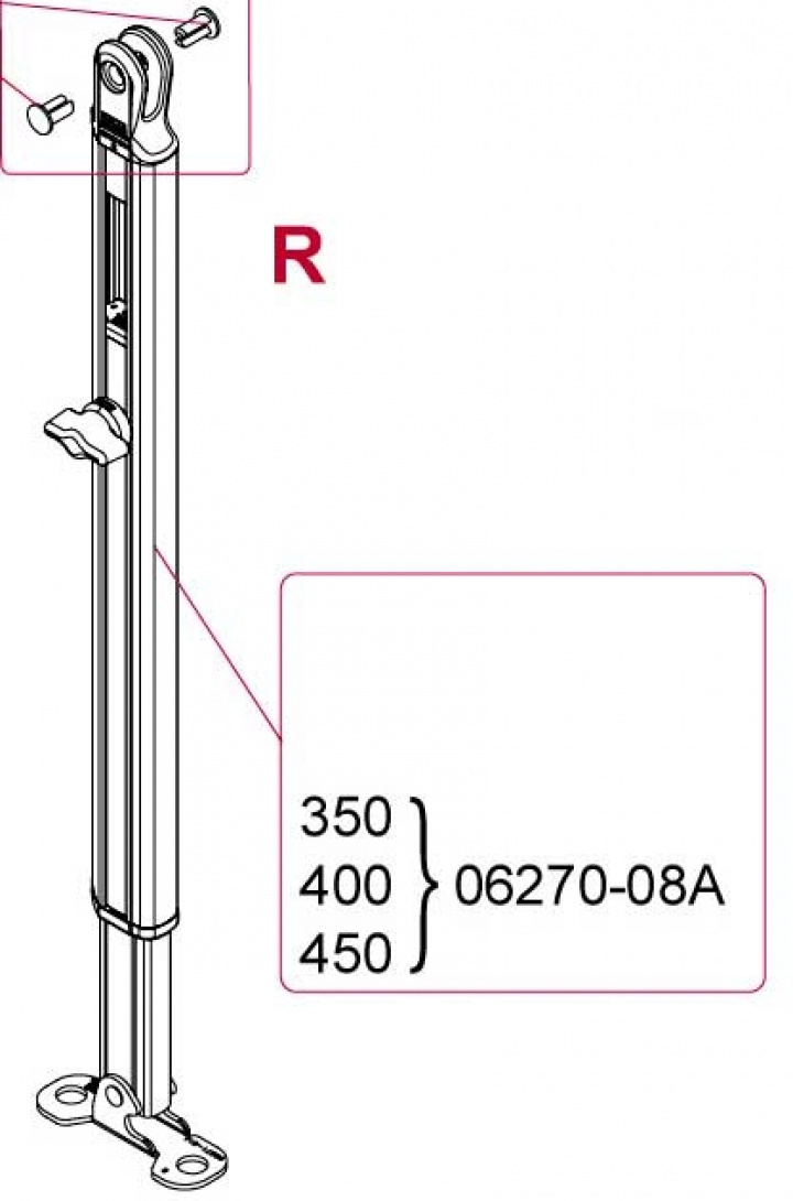 Stödben F45S höger 350-450 cm i gruppen Markise & Telt / Markiser / Reservedeler markiser / Reservedeler Fiamma / Fiamma F45 i 250-400 hos Camping 4U (9956506)