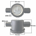 Avløpsbeslag 2xø25mm, propp ø39 mm