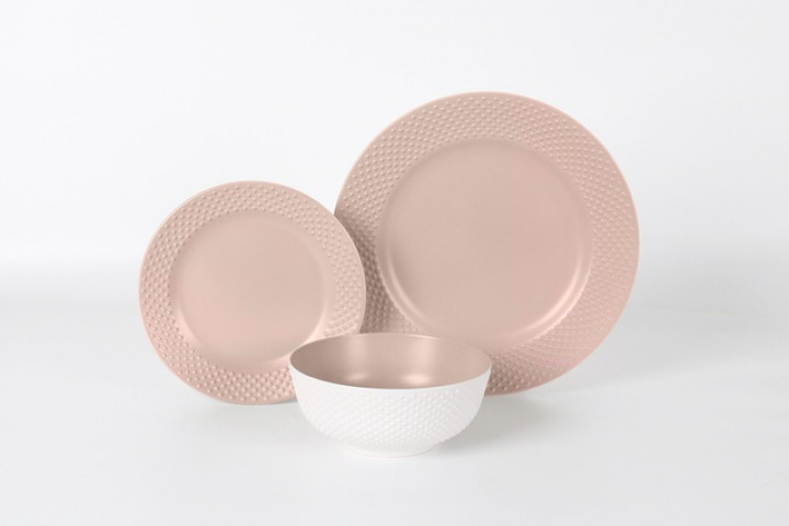 Servise 12 deler Blush rosa Flamefield i gruppen Kjøkkenutstyr / Husholdning / Serviser & tallerkener hos Camping 4U (9987235)