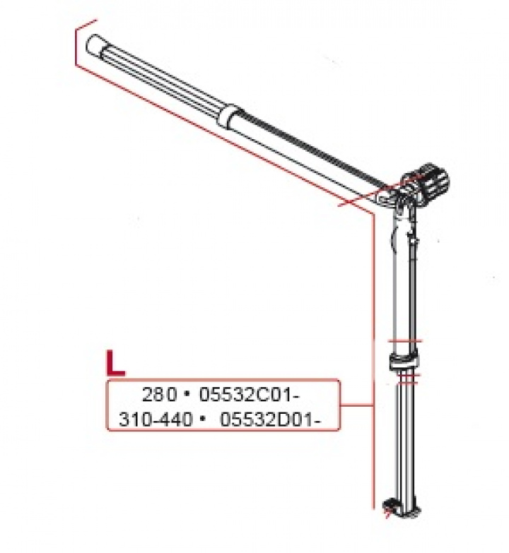 LEFT RAFTER+SUPPORT LEG 310-440 cm VÄNSTER i gruppen Markise & Telt / Markiser / Reservedeler markiser / Reservedeler Fiamma / Caravanstore 280-440 2007 hos Camping 4U (9990048)