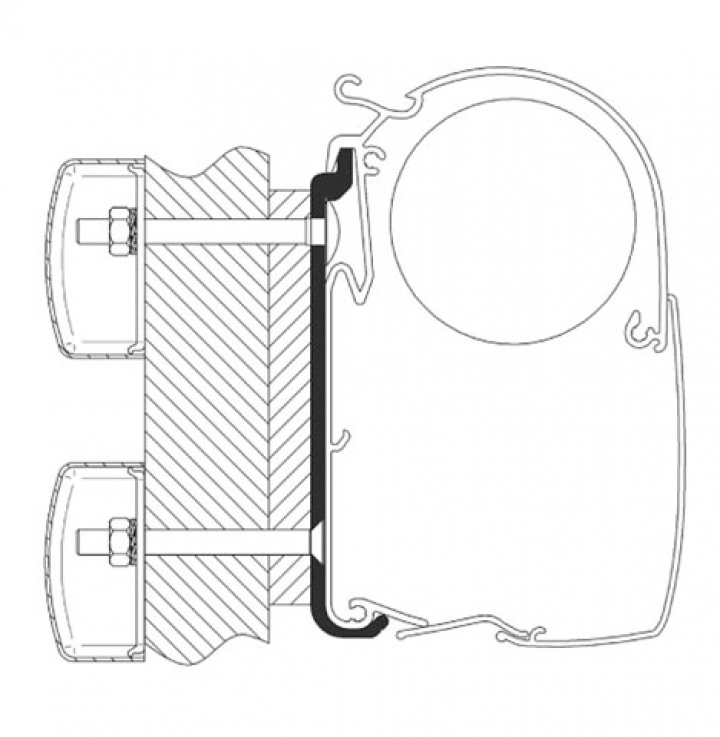 Distansprofil alum.18 mm till Dethleffs Globebus 300 cm 3 delar i gruppen Markise & Telt / Markiser / Markiseadaptere / Omnistor adaptere hos Camping 4U (9990477)