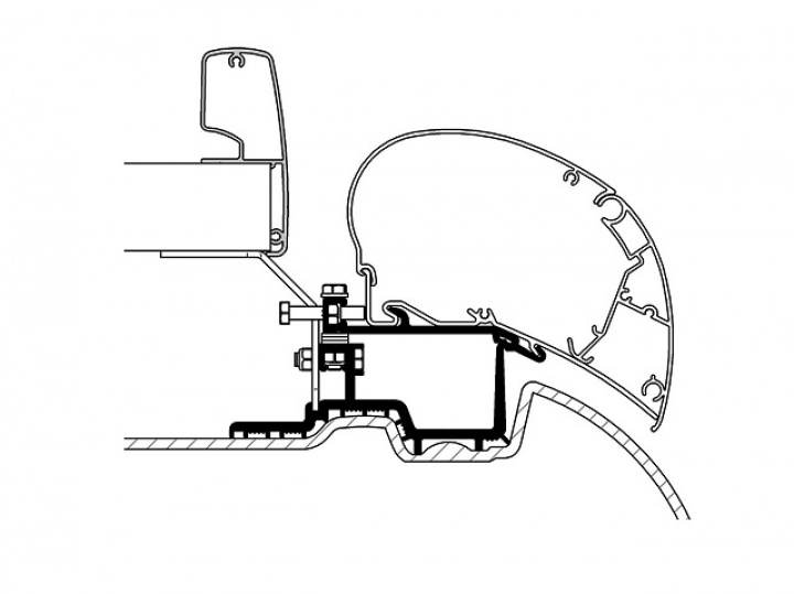 Adapter Mercedes Sprinter / VW Crafter 2006 - 2016 for 6/9-serie i gruppen Markise & Telt / Markiser / Markiseadaptere / Omnistor adaptere hos Camping 4U (9990480)