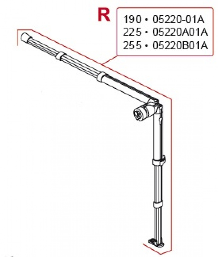 RIGHT RAFTER+SUPPORT LEG 190 cm i gruppen Markise & Telt / Markiser / Reservedeler markiser / Reservedeler Fiamma / Caravanstore 190-255 2005 hos Camping 4U (9992061)