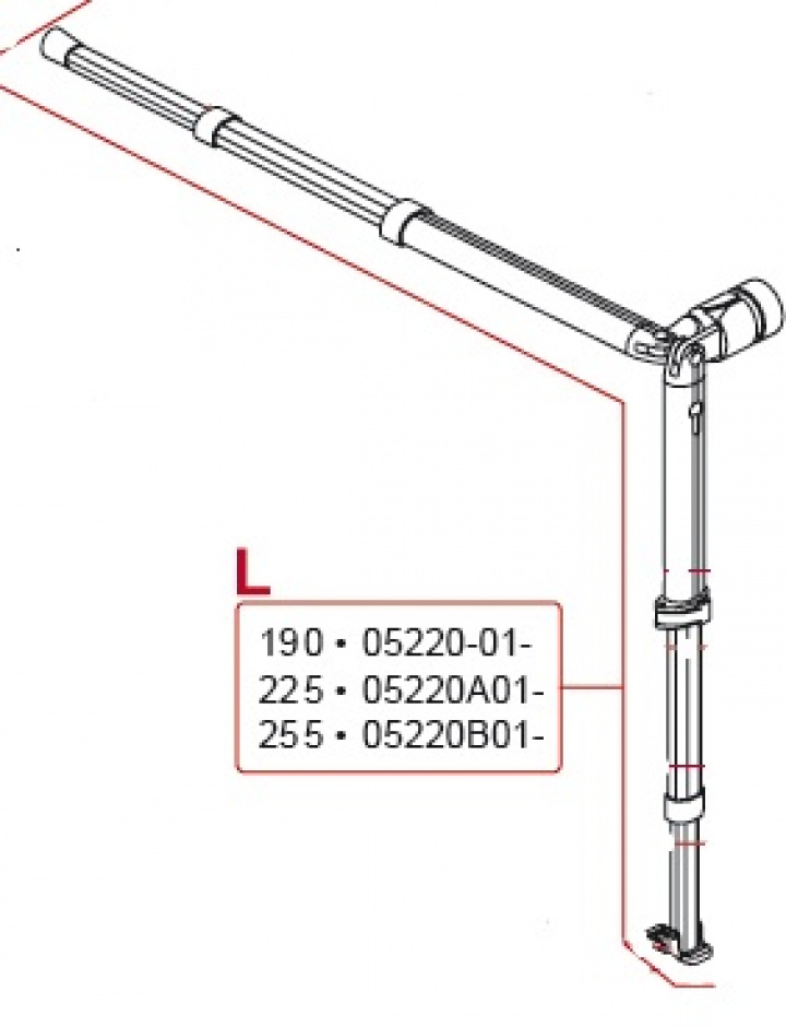 LEFT RAFTER+SUPPORT LEG 225 cm i gruppen Markise & Telt / Markiser / Reservedeler markiser / Reservedeler Fiamma / Caravanstore 190-255 2005 hos Camping 4U (9992068)