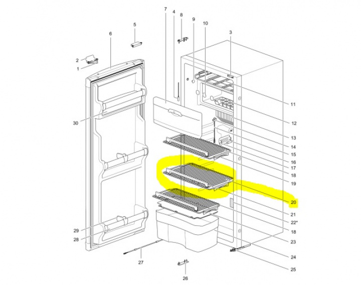 Shelf Small upper i gruppen Bobil & Caravan / Kjøleskap / Reservedeler Thetford / N180 hos Camping 4U (9994899)