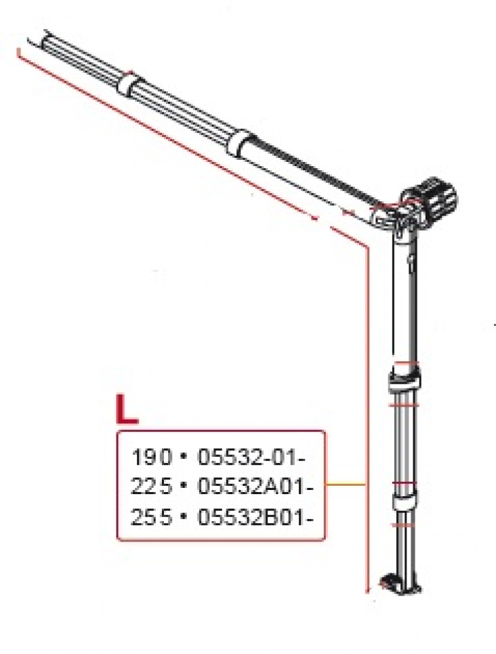 LEFT RAFTER+SUPPORT LEG 255cm i gruppen Markise & Telt / Markiser / Reservedeler markiser / Reservedeler Fiamma / Caravanstore 190-255 2007 hos Camping 4U (9996495)