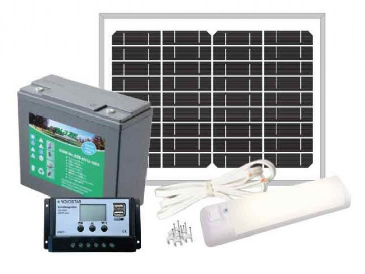 Solpanelpaket 30W inkl. batteri, regulator mm i gruppen Elektronikk / Solcellepanel hos Camping 4U (C4-10104)