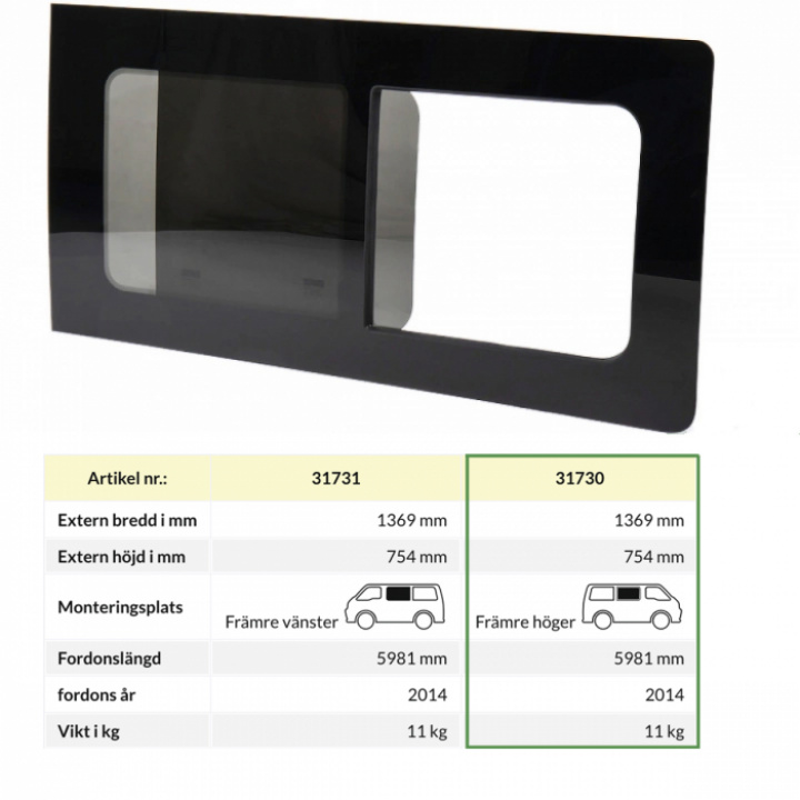 Vinduer Ford Transit V363 fra 2014- Høyre i gruppen Chassis / Vinduer / Vindu Campervan hos Camping 4U (C4-10274)