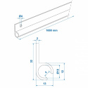 Monteringsskinne ø10 L120 cm (skinne/kantlist)