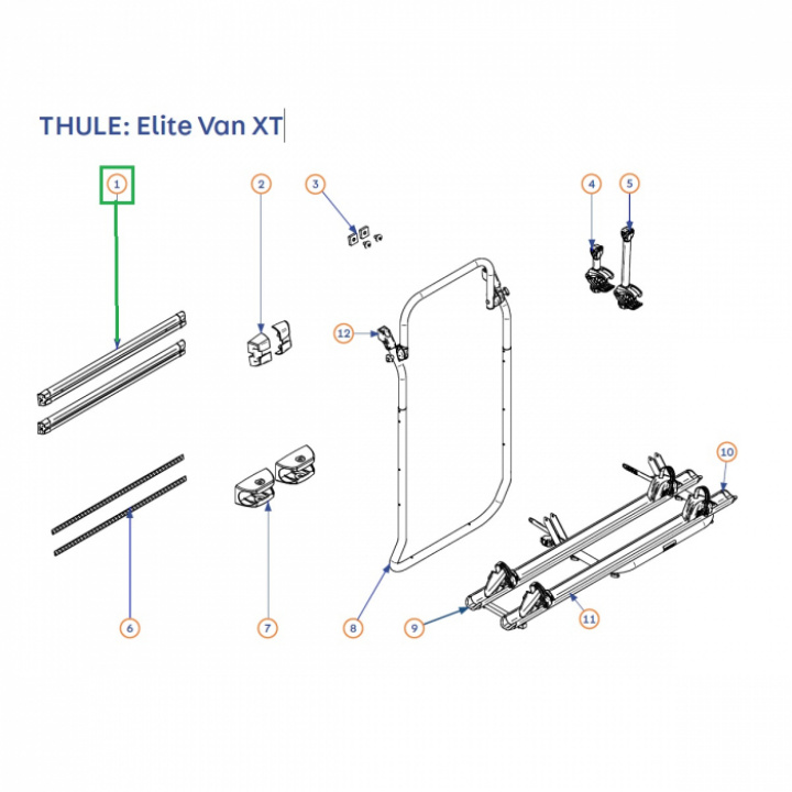 Monteringsskenor till Elite Van XT Svart i gruppen Chassis / Sykkelstativ / Tilbehør Thule sykkelstativ hos Camping 4U (FB-1500603528)