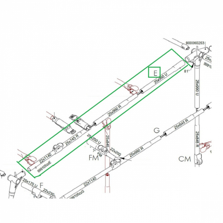 E-stång G21-22 250-300cm T-rex i gruppen Markise & Telt / Fortelt / Fortelt campingvogn / Stativ / Teltstenger hos Camping 4U (FI-999105ZZE)