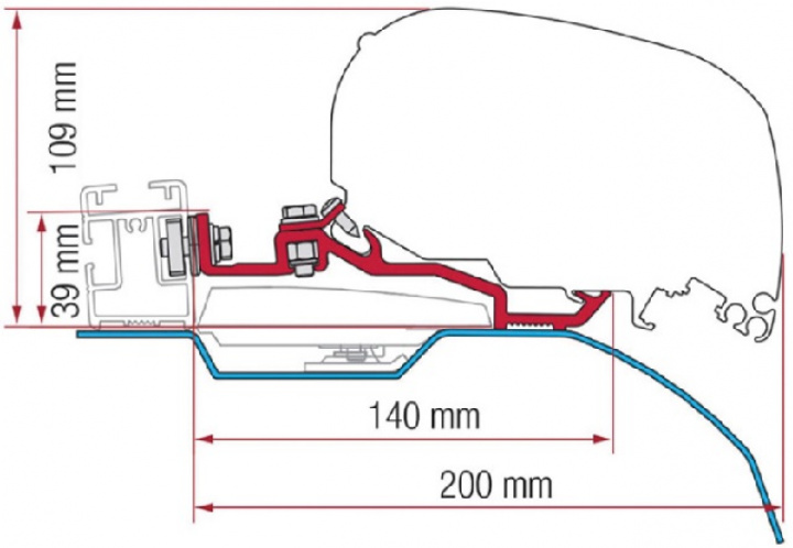 Adapter Kit SMART CLAMP Fiat Ducato. F80S i gruppen Markise & Telt / Markiser / Markiseadaptere / Fiamma adaptere hos Camping 4U (HF98655Z097)