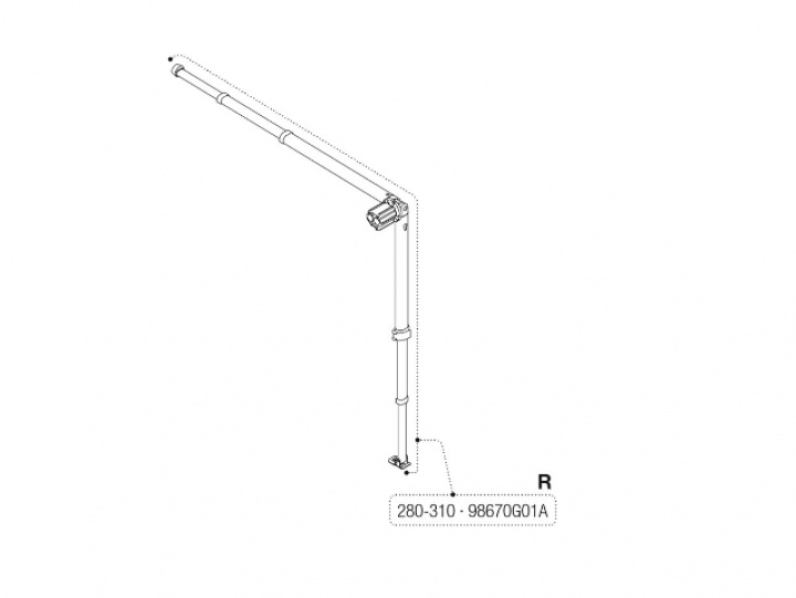 Overligger + ben Høyre Caravanstore XL 280-310 i gruppen Markise & Telt / Markiser / Reservedeler markiser / Reservedeler Fiamma / Caravanstore XL 280-550 hos Camping 4U (HR98670G01A)