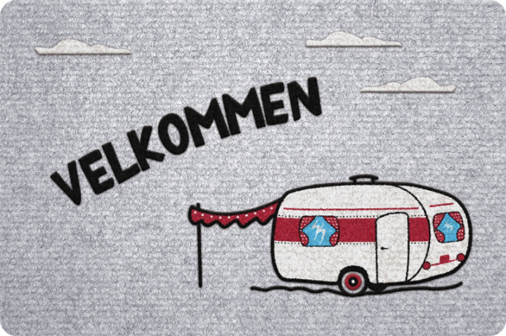 Dørmatte Velkommen campingvogn grå 60x40 cm i gruppen Campingmøbler / Matter hos Camping 4U (T31-116N)